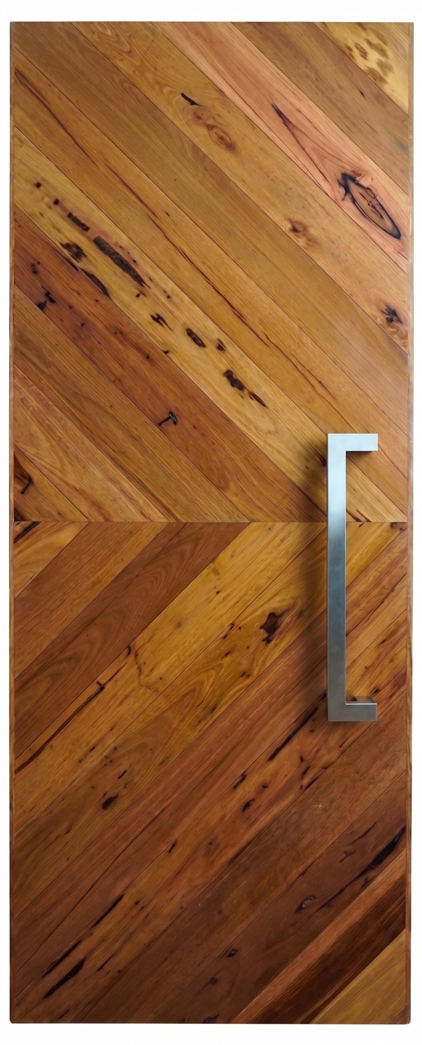 EMBER chevron pattern architectural entrance door, Australian Chestnut