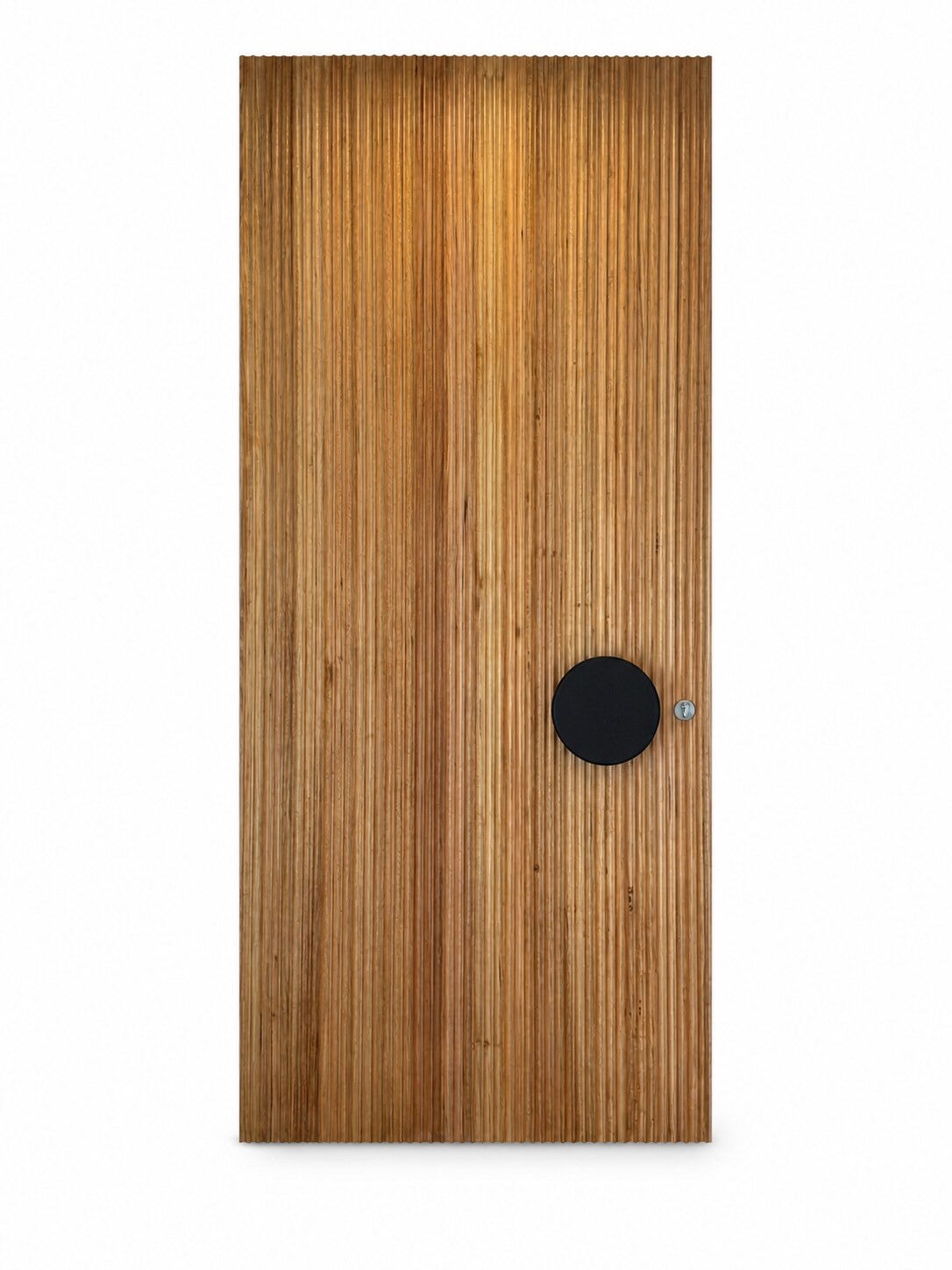 ISTHMUS bespoke pivot door, Porta lining board narrow linear profile